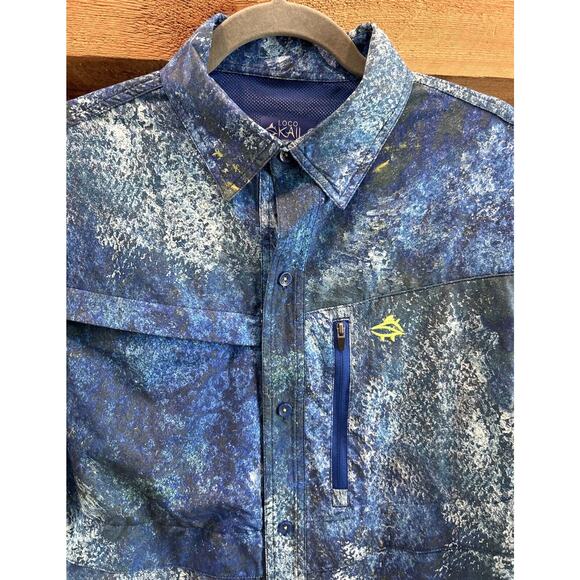 Men’s LOCO SKAILZ Fishing Short Sleeve Button Up Graphic Shirt Sz M NWT *B6 - Picture 2 of 4